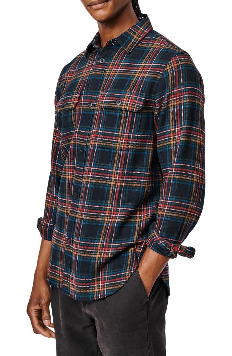 Aubin Crowle Button Up Flannel Shirt, Alternate, color, Black Check