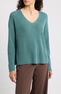Eileen Fisher V-Neck Organic Cotton & Tencel Lyocell Sweater