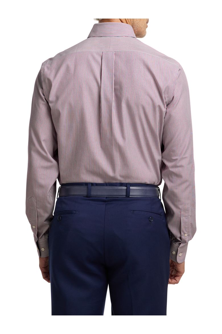 Cotton Buttondown Collar Broadcloth Classic Contrast Trim Button Cuff Long Sleeve Shirt, Alternate, color, Red