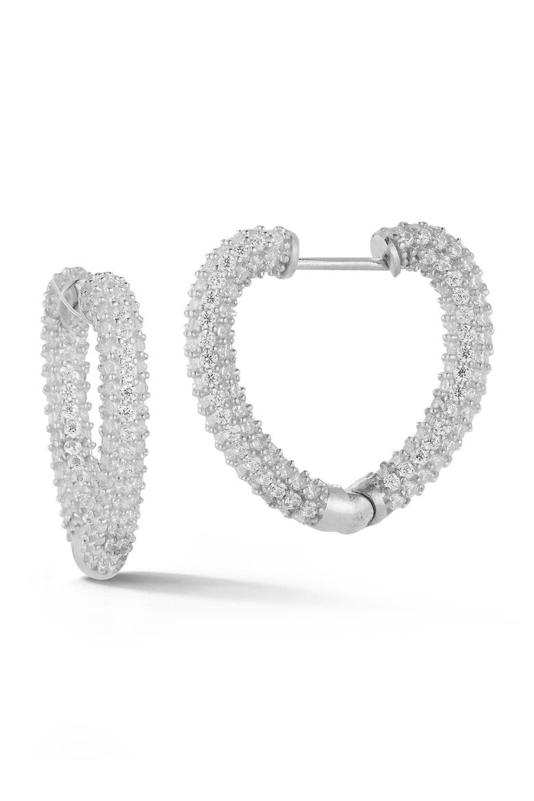 Heart Hoop Earrings, Main, color, SILVER