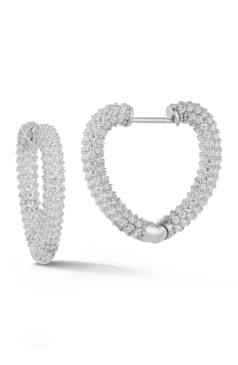 GLAZE JEWELRY Heart Hoop Earrings, Main, color, Silver