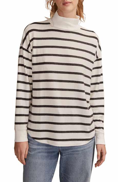 Lucky Brand Cloud Stripe Mock Neck Knit Top