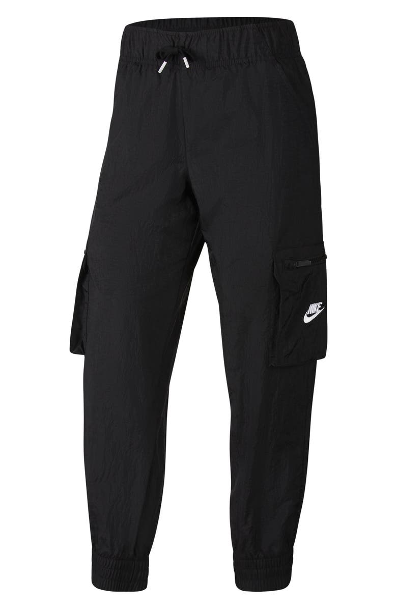 Nike Kids' Sportswear Woven Cargo Pants, Main, color, Black/ White