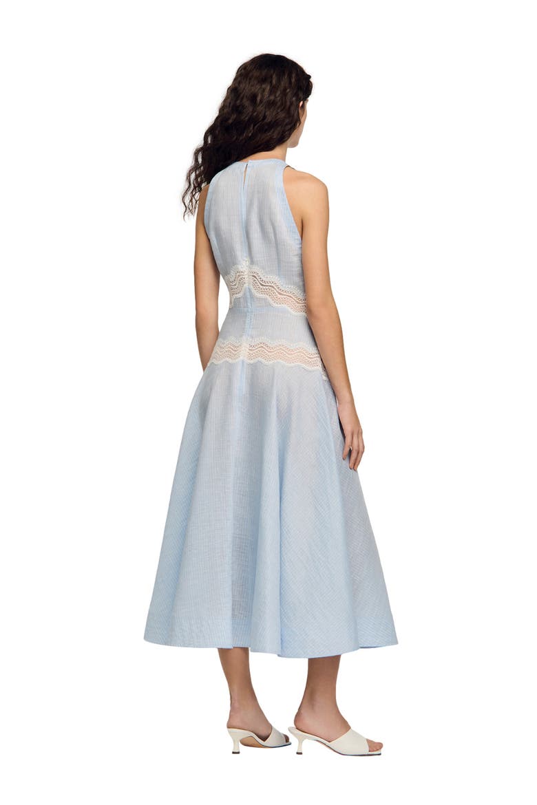 Maxi dress with lace details, Alternate, color, Ciel / blanc