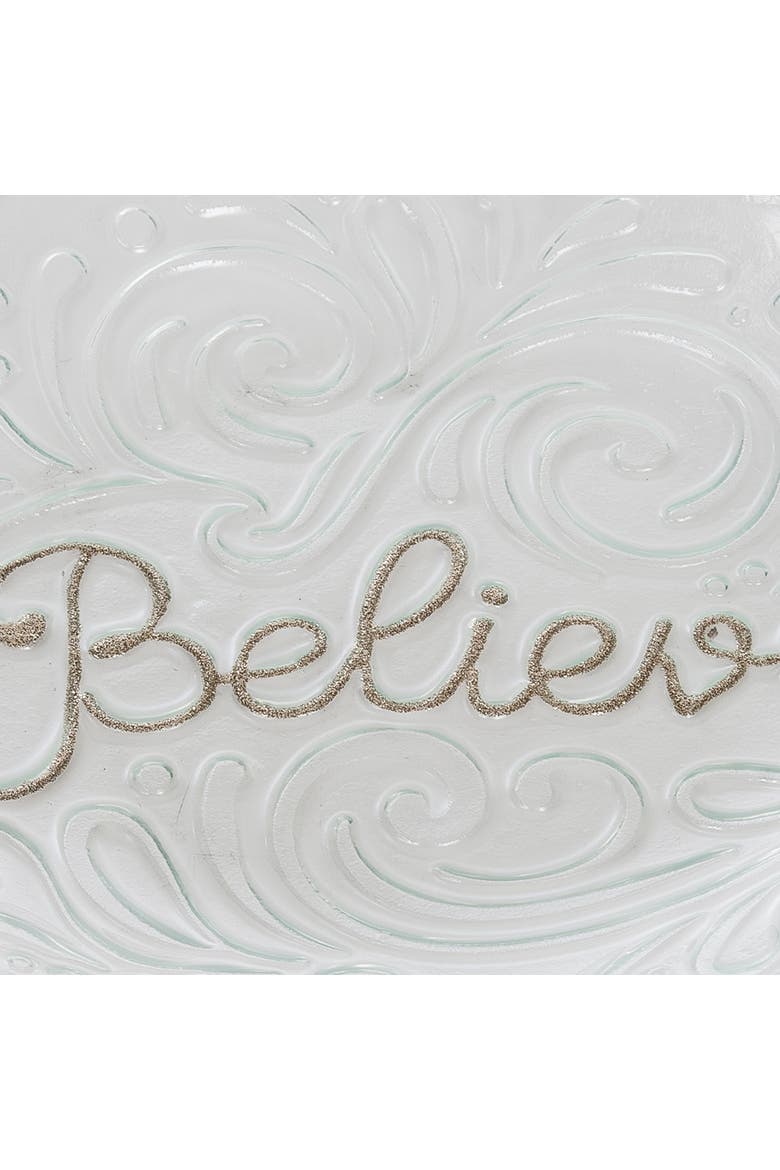 Golden Believe Glass Decorative Christmas Plate, Alternate, color, Clear