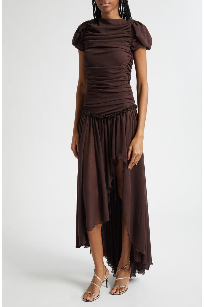 Adeline Open Back Semisheer Chiffon Maxi Dress, Alternate, color, BROWN
