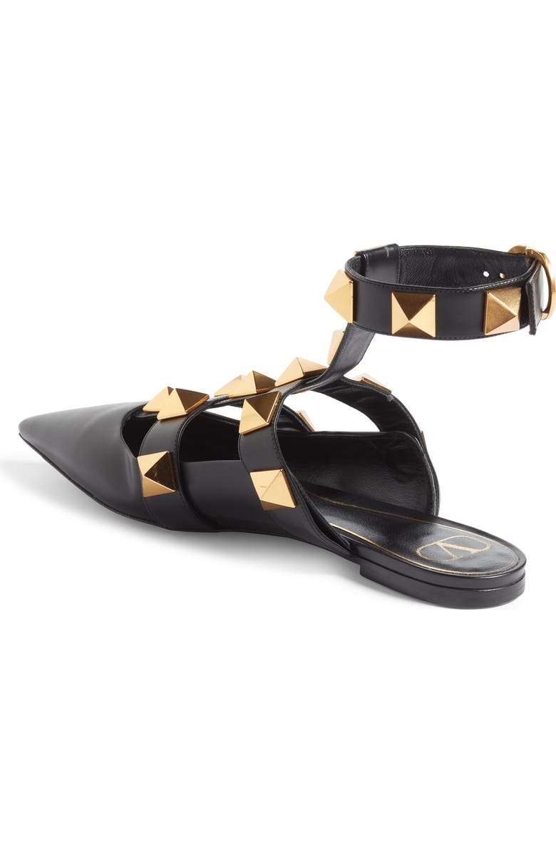 Valentino Garavani Valentino Roman Stud Ankle Strap Flat, Alternate, color,