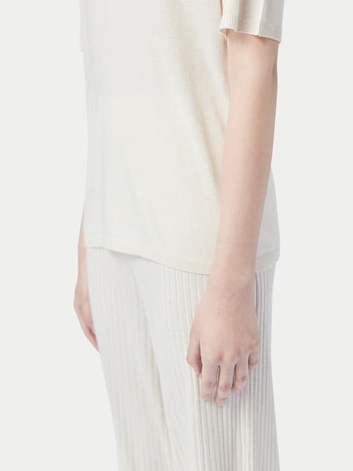 Gobi Mongolian Cashmere Silk Cashmere Polo Shirt In Whisper White