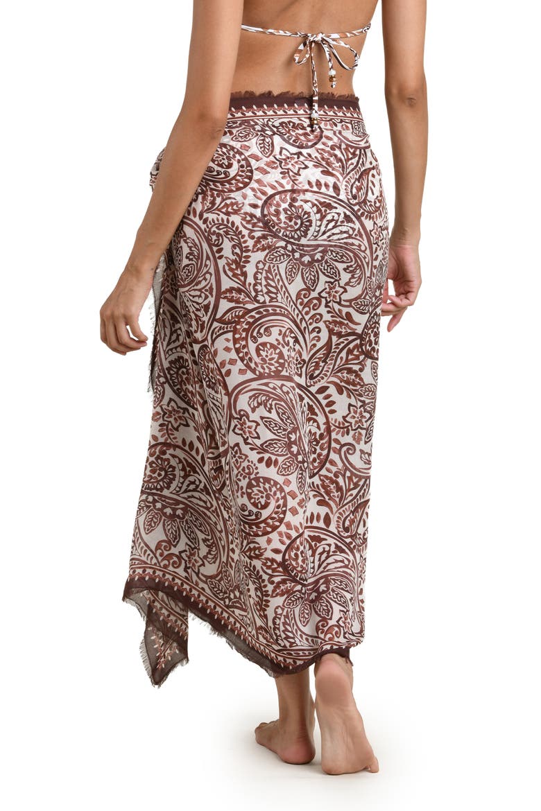 Painted Paisley Cang Print Cover-Up Pareo, Alternate, color, ESPRESSO