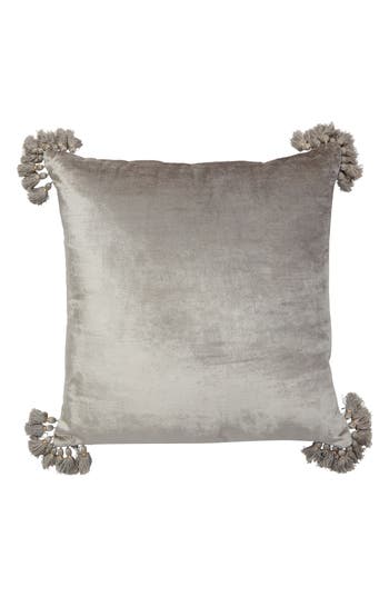 Roselli Trading Company Raj Velvet Tassel Throw Pillow In Blue