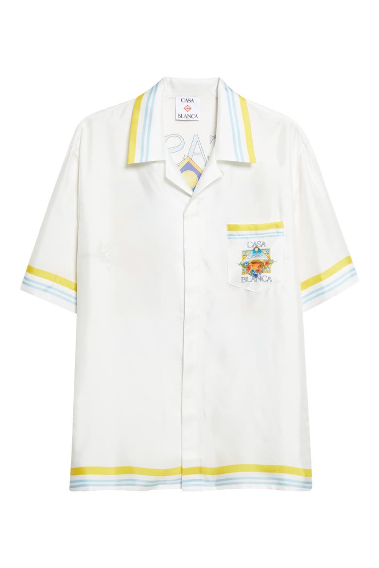 Tennis Landscape Print Silk Twill Camp Shirt, Alternate, color, SILK TWILL
