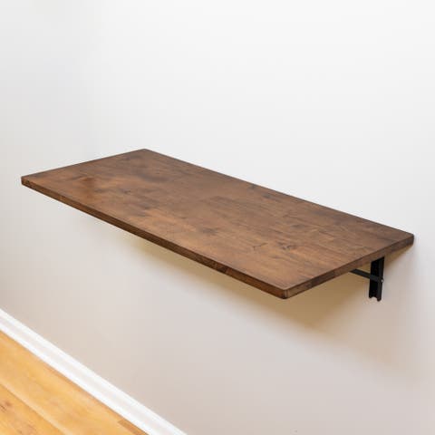Wakefield Foldable Workbench - Dark Wood Tabletop with Black Brackets - Heavy-Duty Table