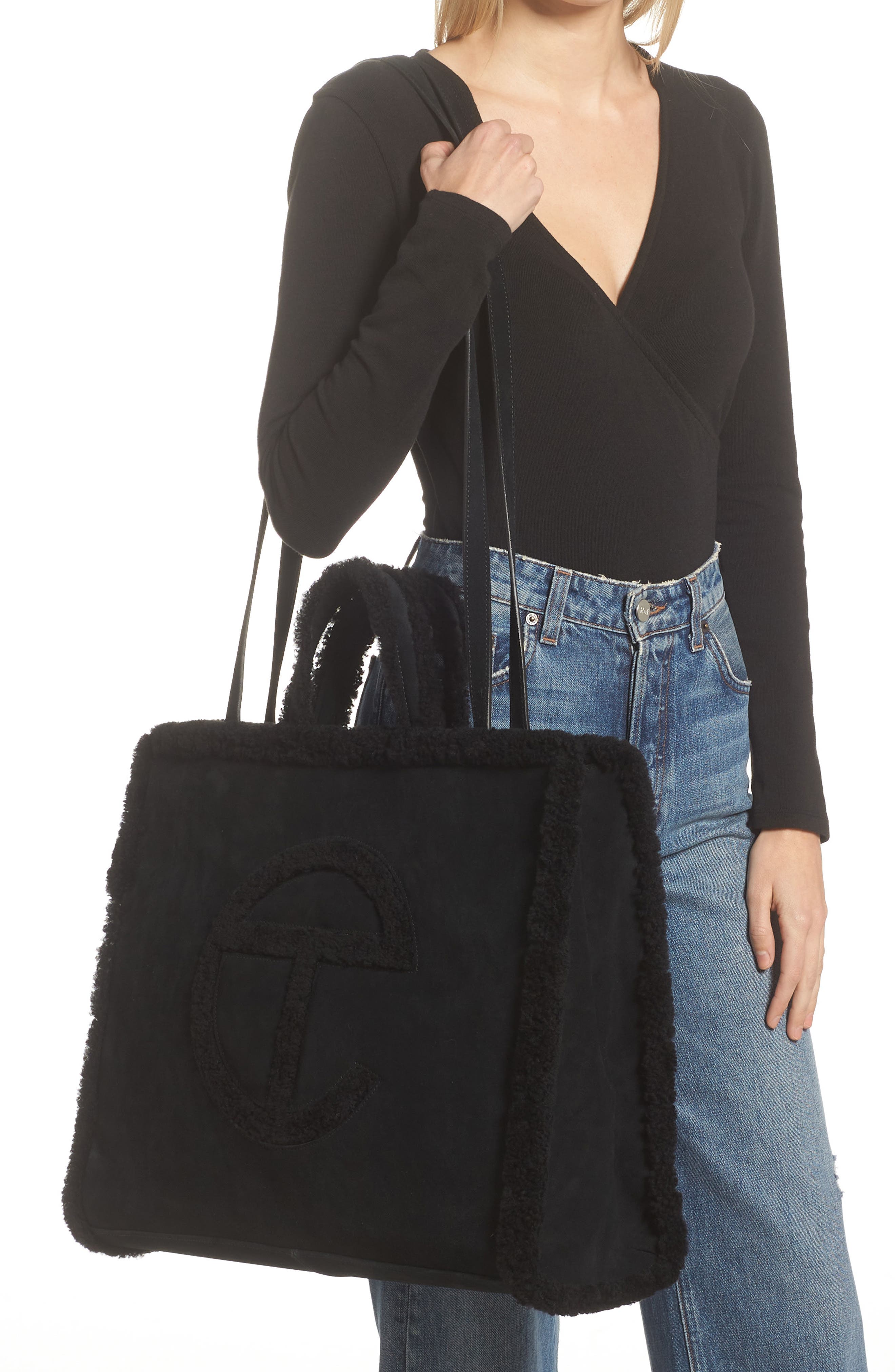 UGG<sup>®</sup> x TELFAR Gender Inclusive Large Genuine Shearling Shopper, Alternate, color, 