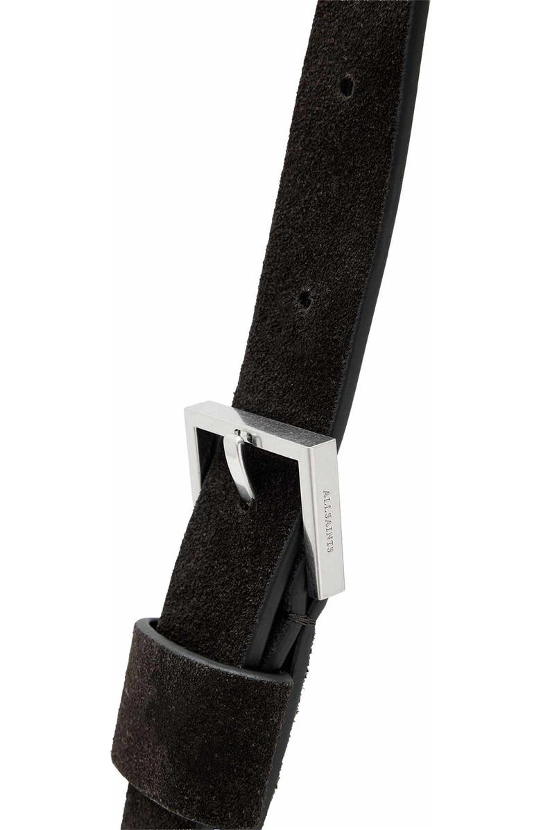 AllSaints Mini Alba Suede Crossbody Hobo Bag, Alternate, color, Bitter Brown