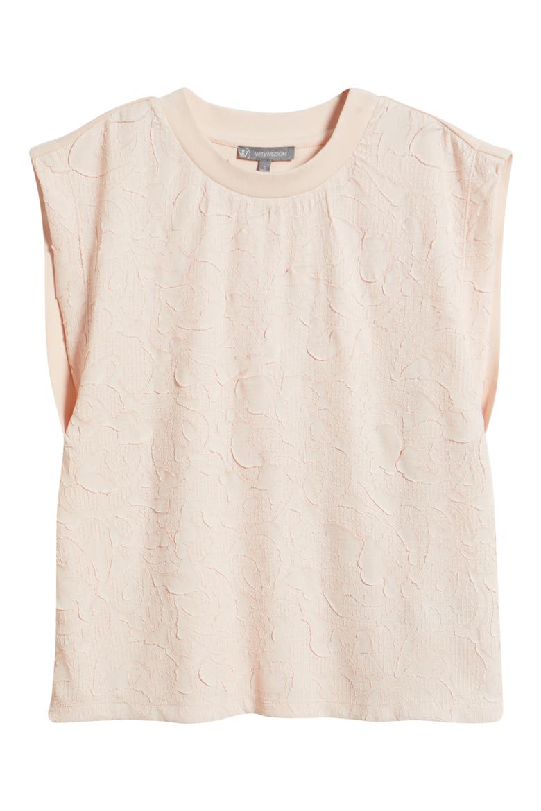 Mixed Media Crinkle Jacquard Top, Alternate, color, ANGEL PINK