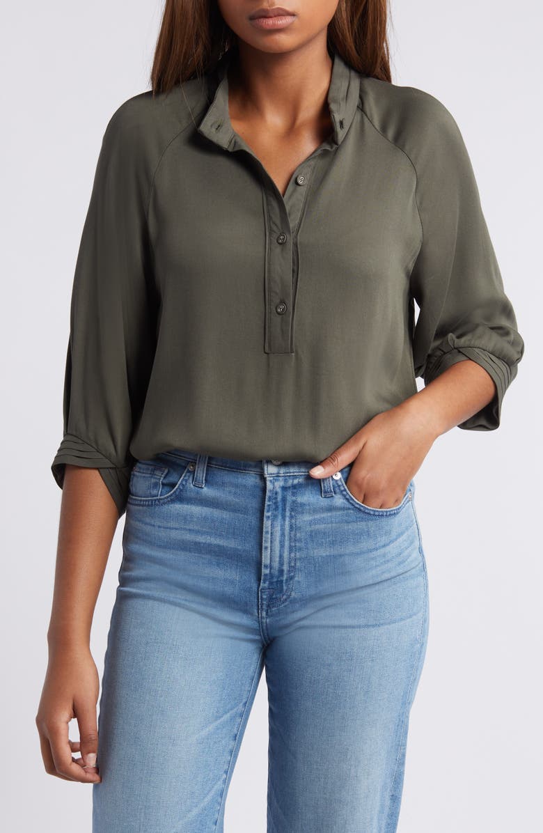 Wit & Wisdom Pleat Collar Pullover Top, Main, color, 