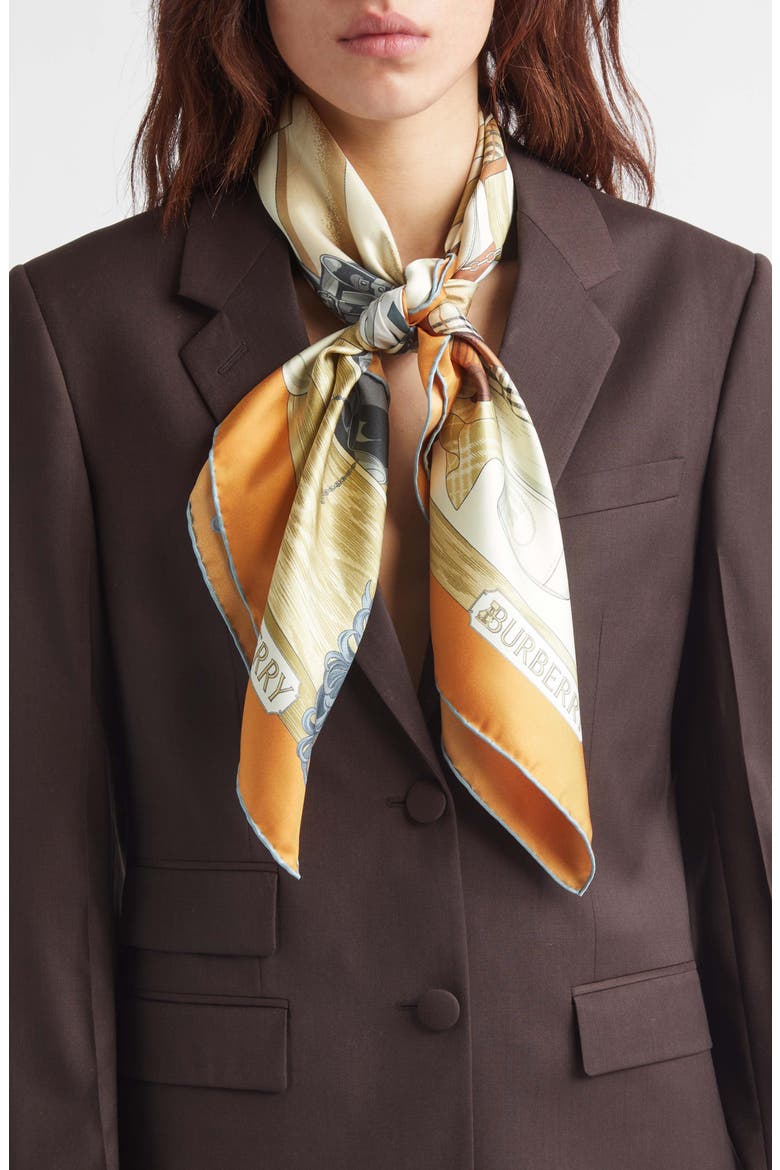 Wardrobe Print Silk Twill Square Scarf, Alternate, color, PUMPKIN ORANGE