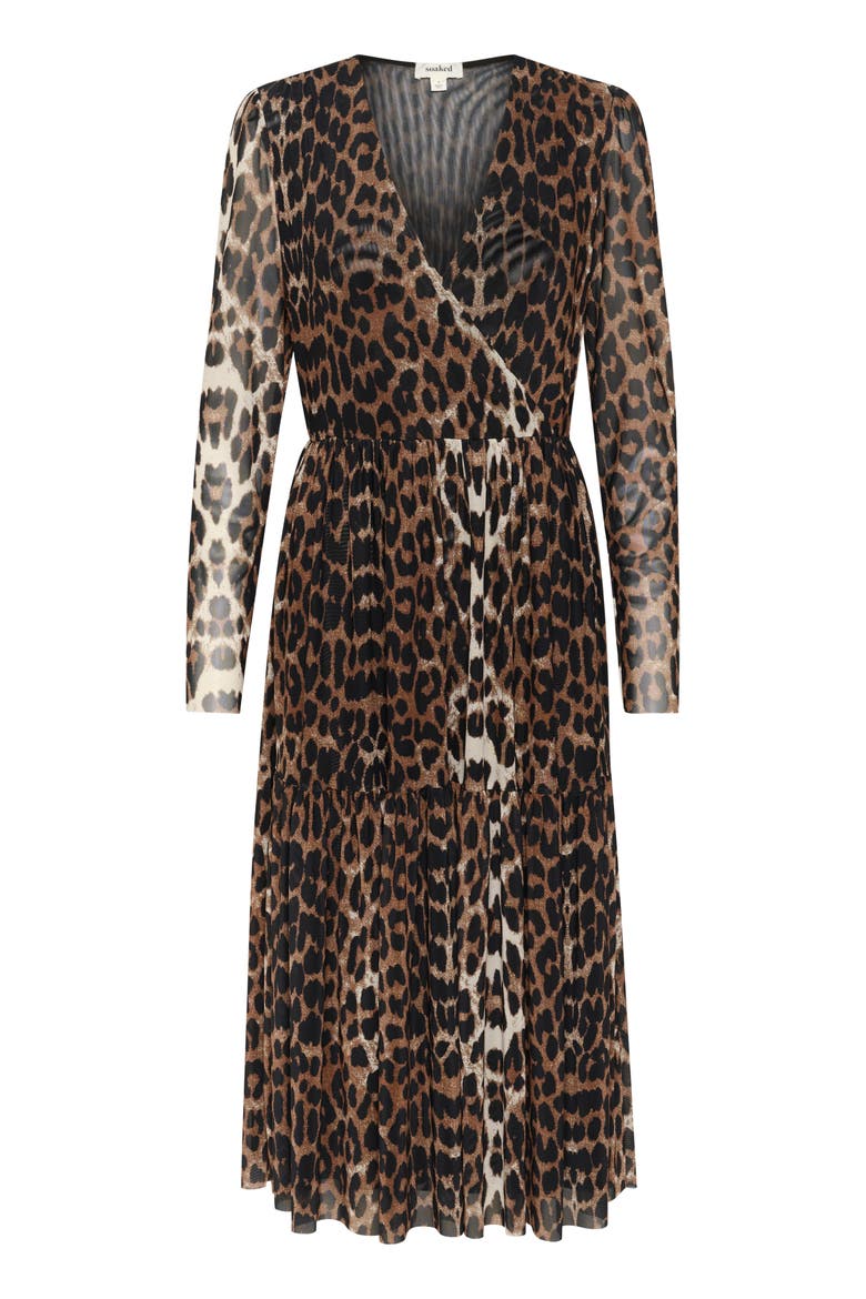 SLValdora Long Sleeves Wrap Dress, Alternate, color, Leopard Pattern