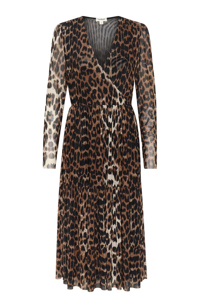 Soaked in Luxury SLValdora Long Sleeves Wrap Dress, Alternate, color, Leopard Pattern
