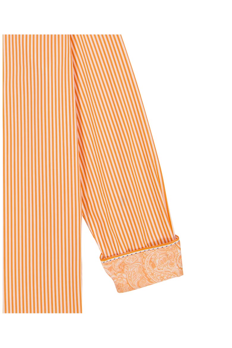 Greenwich Stripe Stretch Button-Up Shirt, Alternate, color, ORANGE