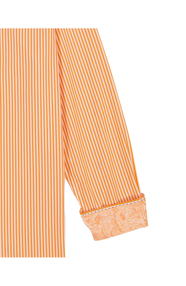 Robert Graham Greenwich Stripe Stretch Button-Up Shirt, Alternate, color, Orange