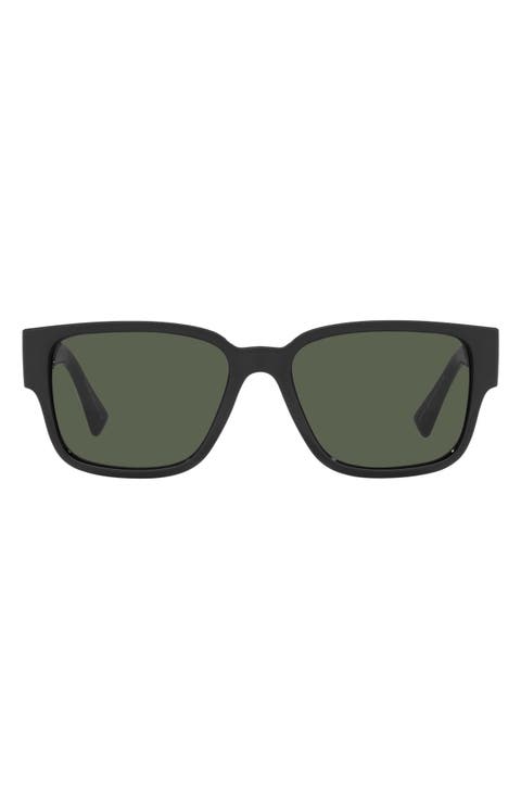 Havana 57mm Rectangular Sunglasses