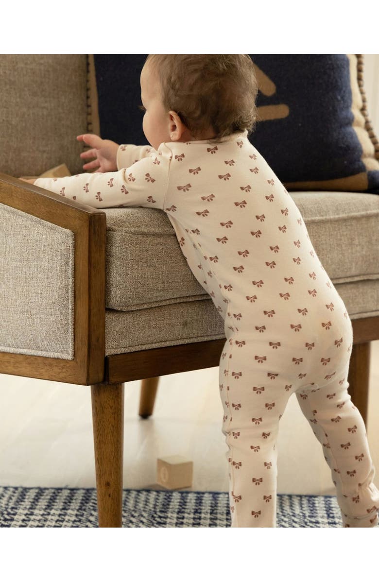 MiniMoi Kids Cotton Rich Side-Snap Footie, Alternate, color, Ash Rose