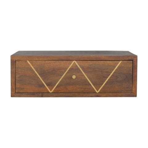 Solid Wood Floating Brass Bedside