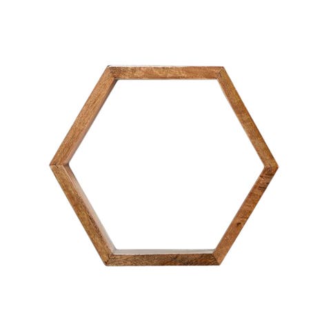 12-in Wooden Hexagon Floating Honeycomb Shelf (Set of 5)