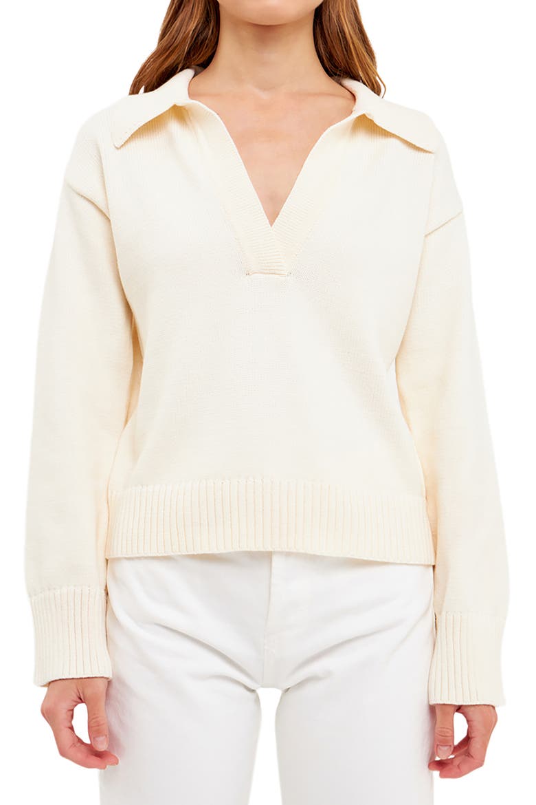 Johnny Collar Sweater, Alternate, color, IVORY