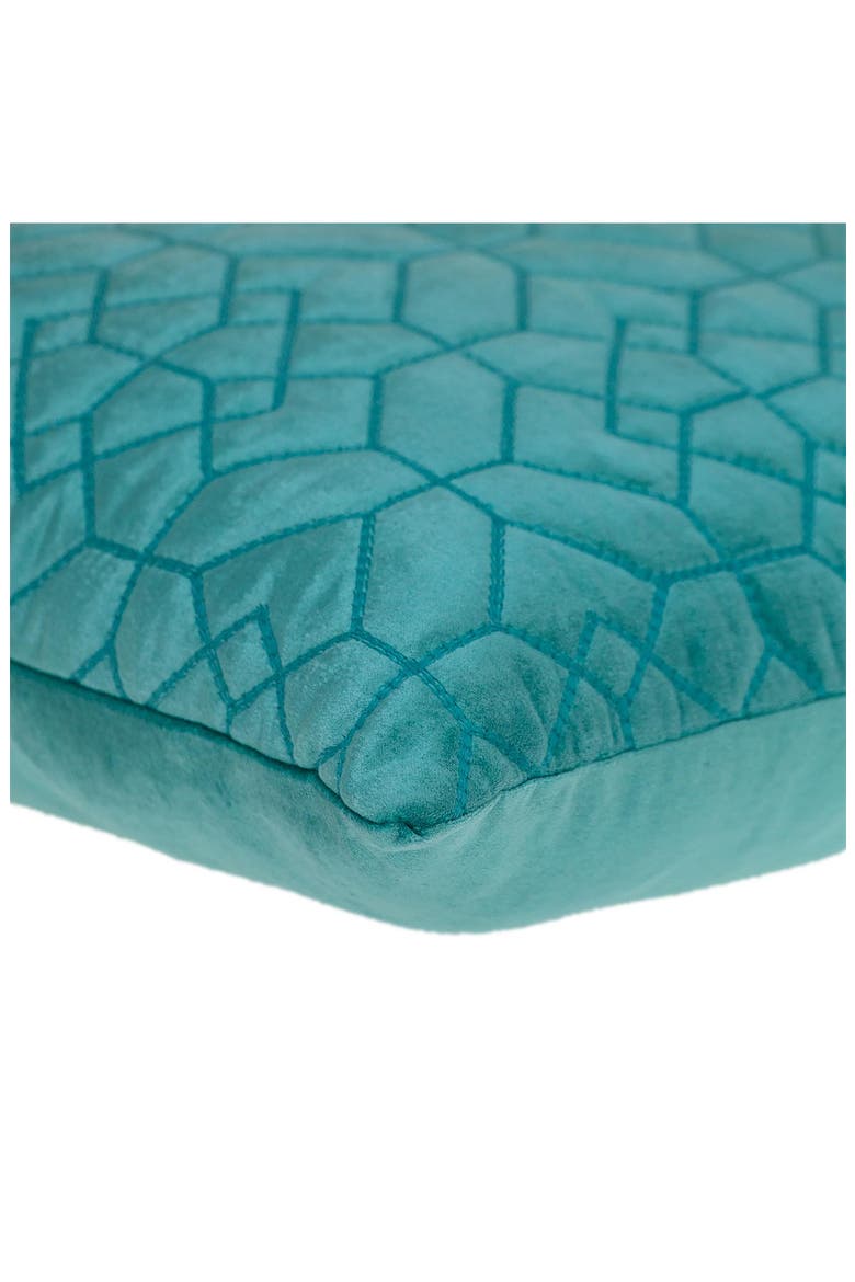 Quilted Velvet Throw Pillow, Alternate, color, AQUA