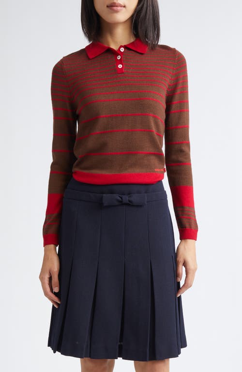 Shushu/Tong Stripe Wool Blend Polo in Brown Stripe  product