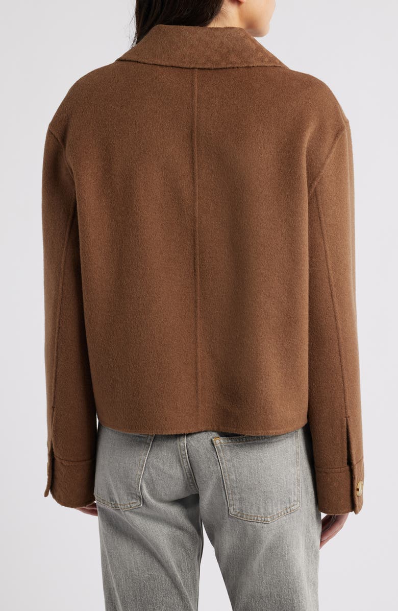 BOSS Jutano Contrast Print Double Breasted Wool Blend Jacket, Alternate, color, Open Brn