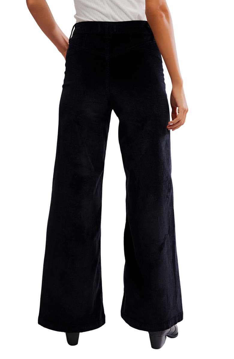 Free People Kellee High Waist Wide Leg Corduroy Palazzo Pants, Alternate, color, Black