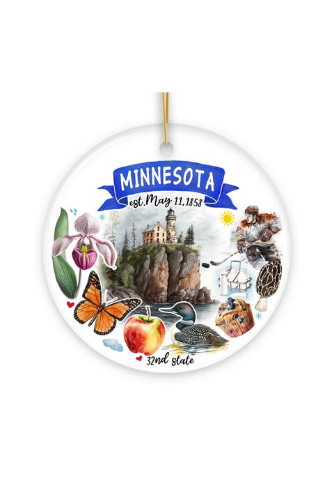 Minnesota Landmarks Watercolor Ceramic Ornament