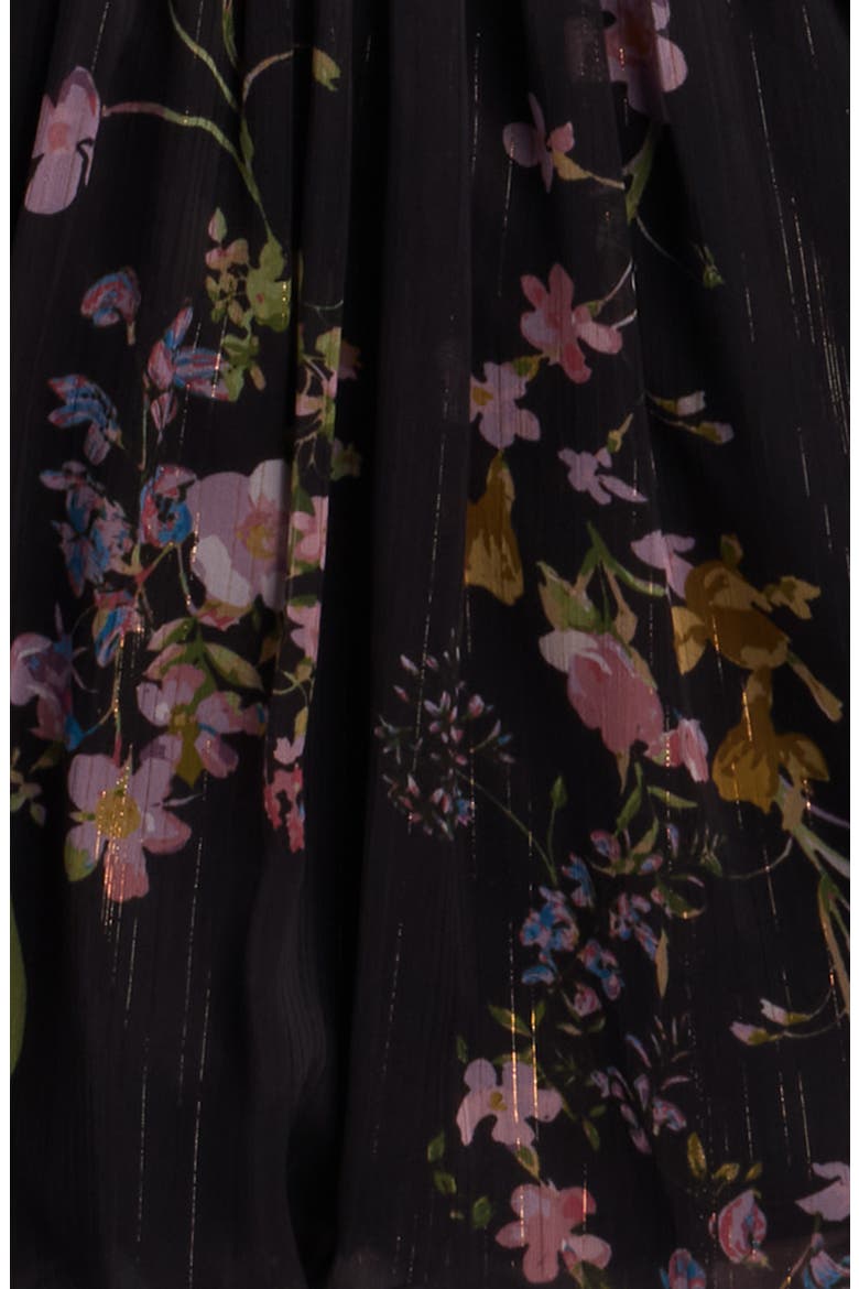 Kids' Floral Puff Sleeve Smocked Tiered Dress, Alternate, color, BLACK/ PINK FLORAL