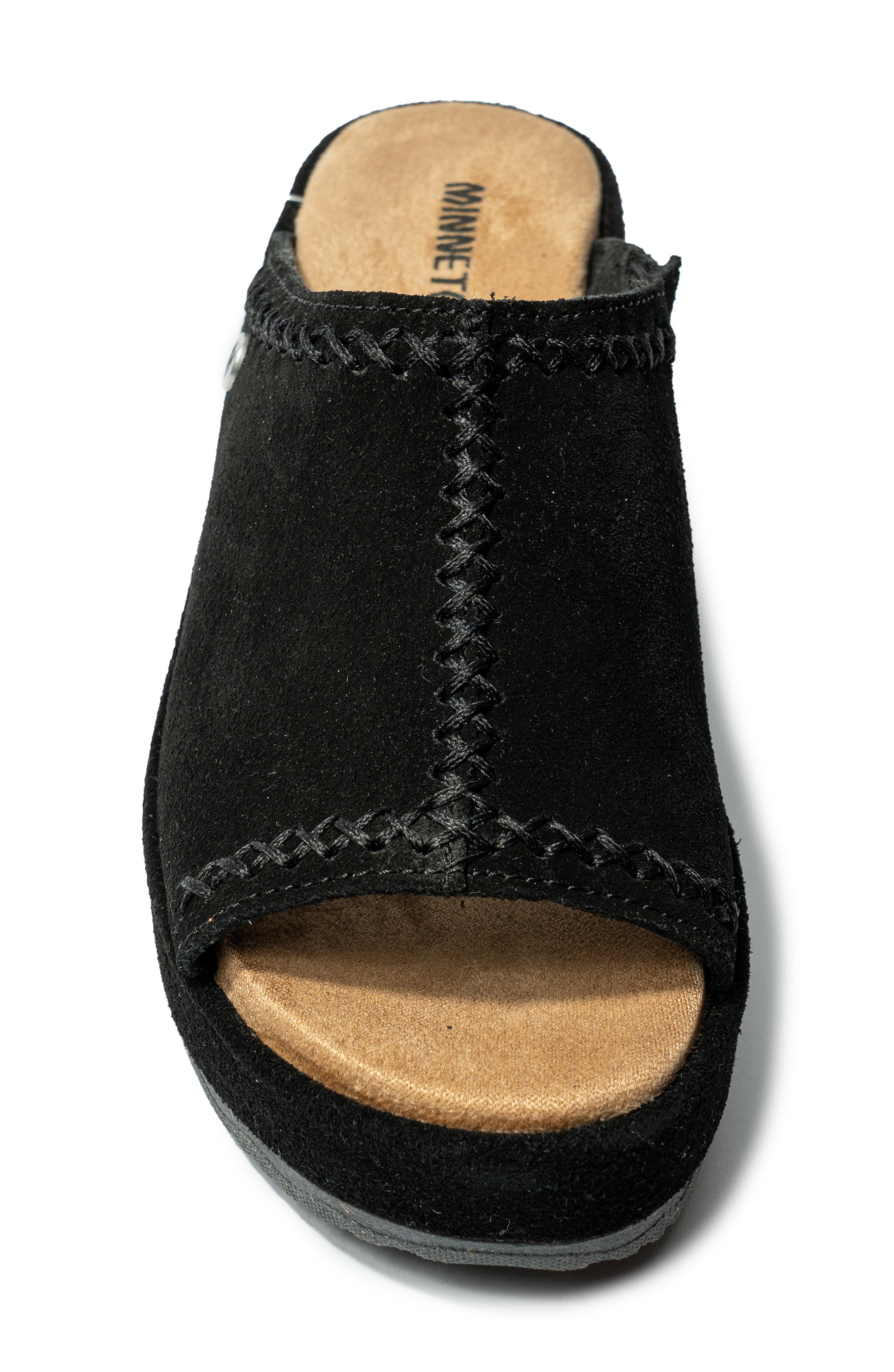 Minnetonka Paislee Wedge Sandal, Alternate, color, Black