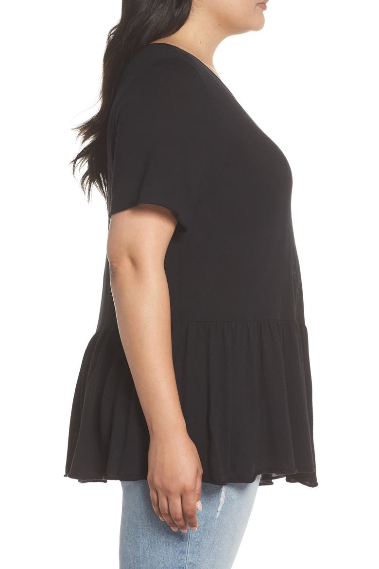 Peplum Top, Alternate, color, BLACK