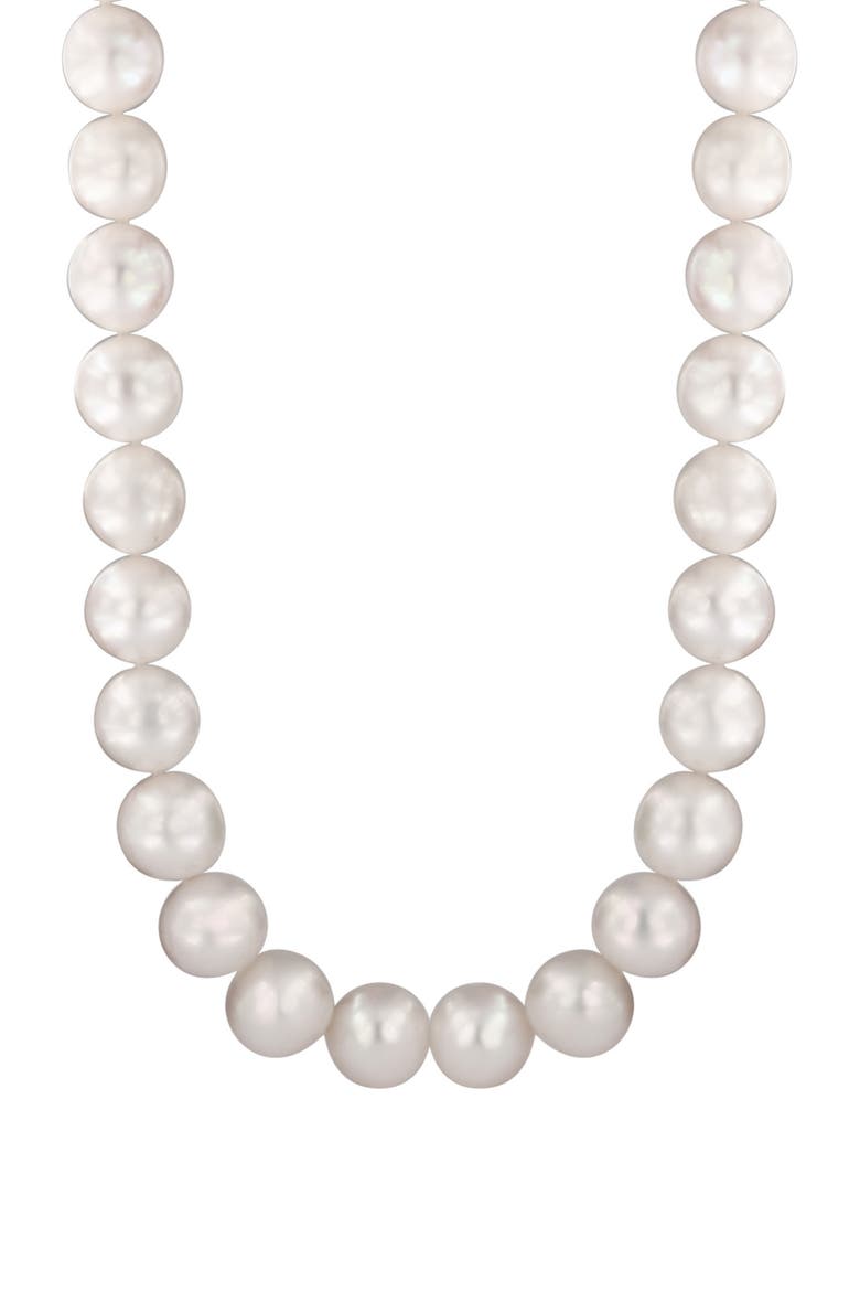 925 Sterling Silver Freshwater 10mm Pearl Necklace, Main, color, WHITE