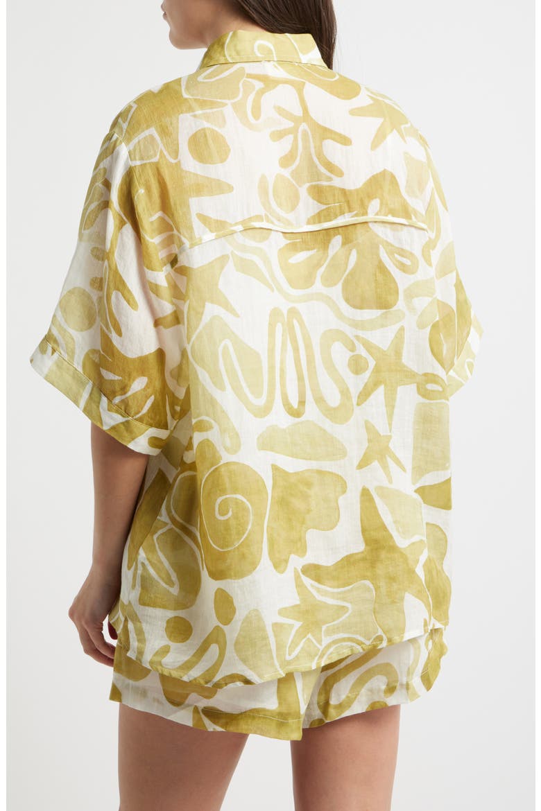 Irisa Print Short Sleeve Shirt, Alternate, color, LIGHT OLIVE