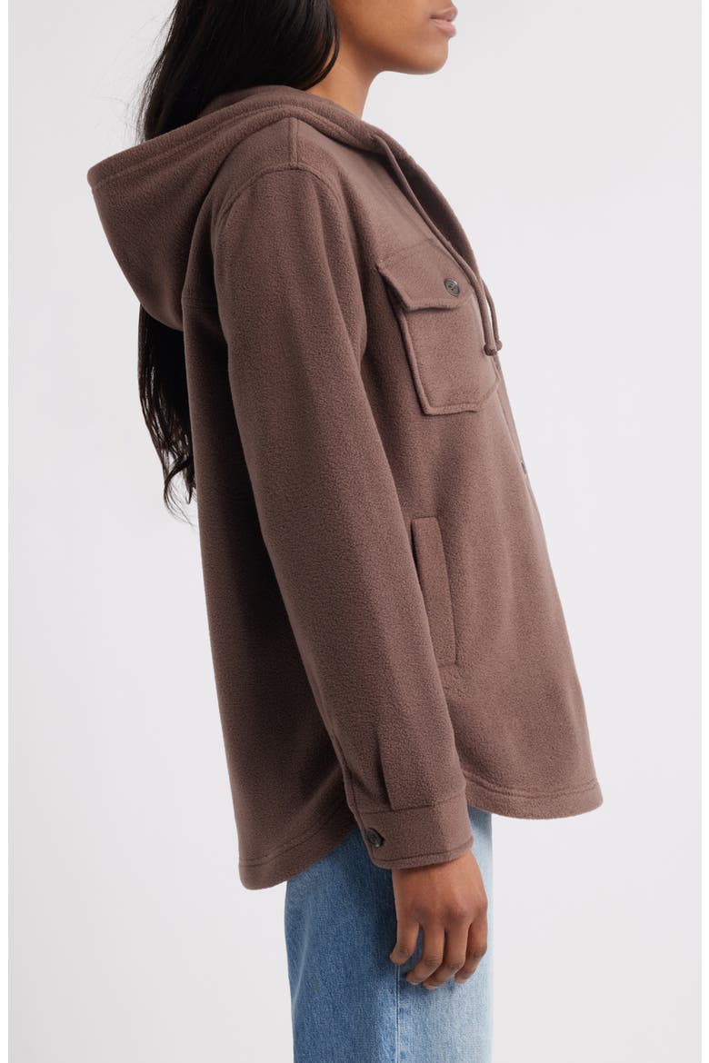 Hooded Fleece Shacket, Alternate, color, MILK CHOCOLATE