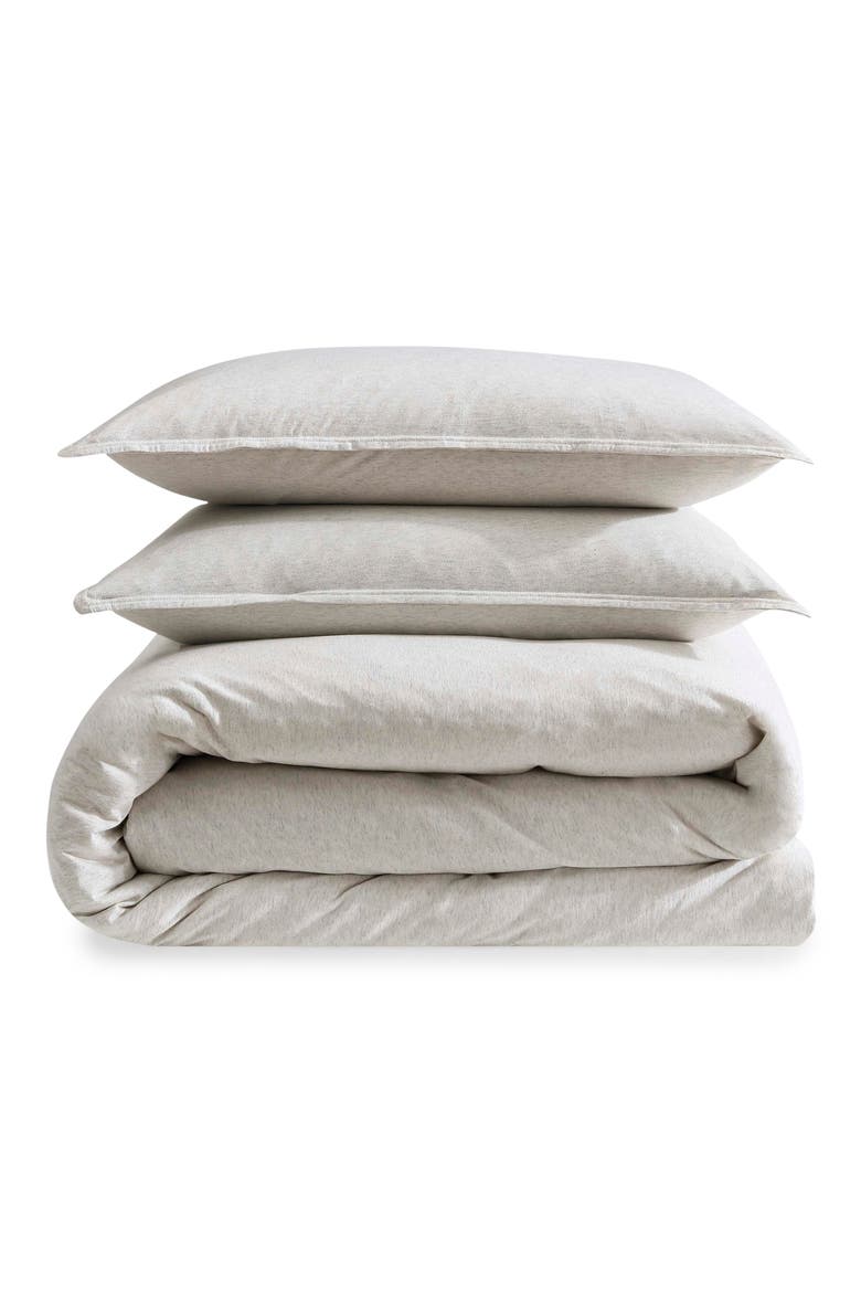 Mélange Cotton Blend Jersey Duvet & Shams Set, Main, color, WHITE