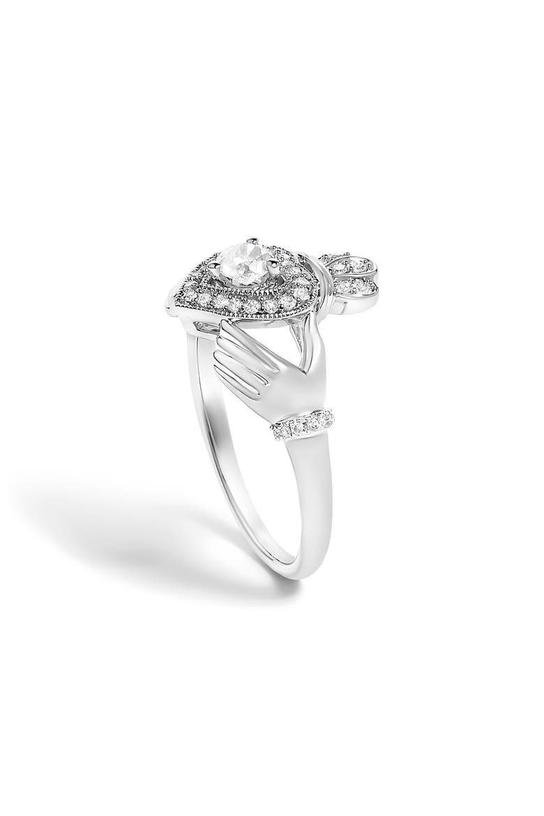 14K White Gold 3/8 Cttw Diamond Claddagh Heart Ring, Alternate, color, White Gold