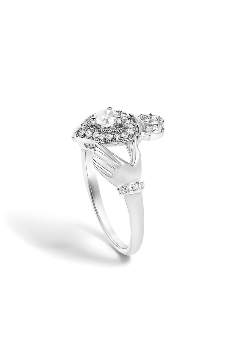 Haus of Brilliance 14K White Gold 3/8 Cttw Diamond Claddagh Heart Ring, Alternate, color, White Gold