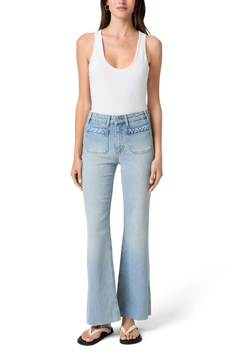 PAIGE Sofia Braided Patch Pocket Split Hem Flare Jeans, Alternate, color, Montebello