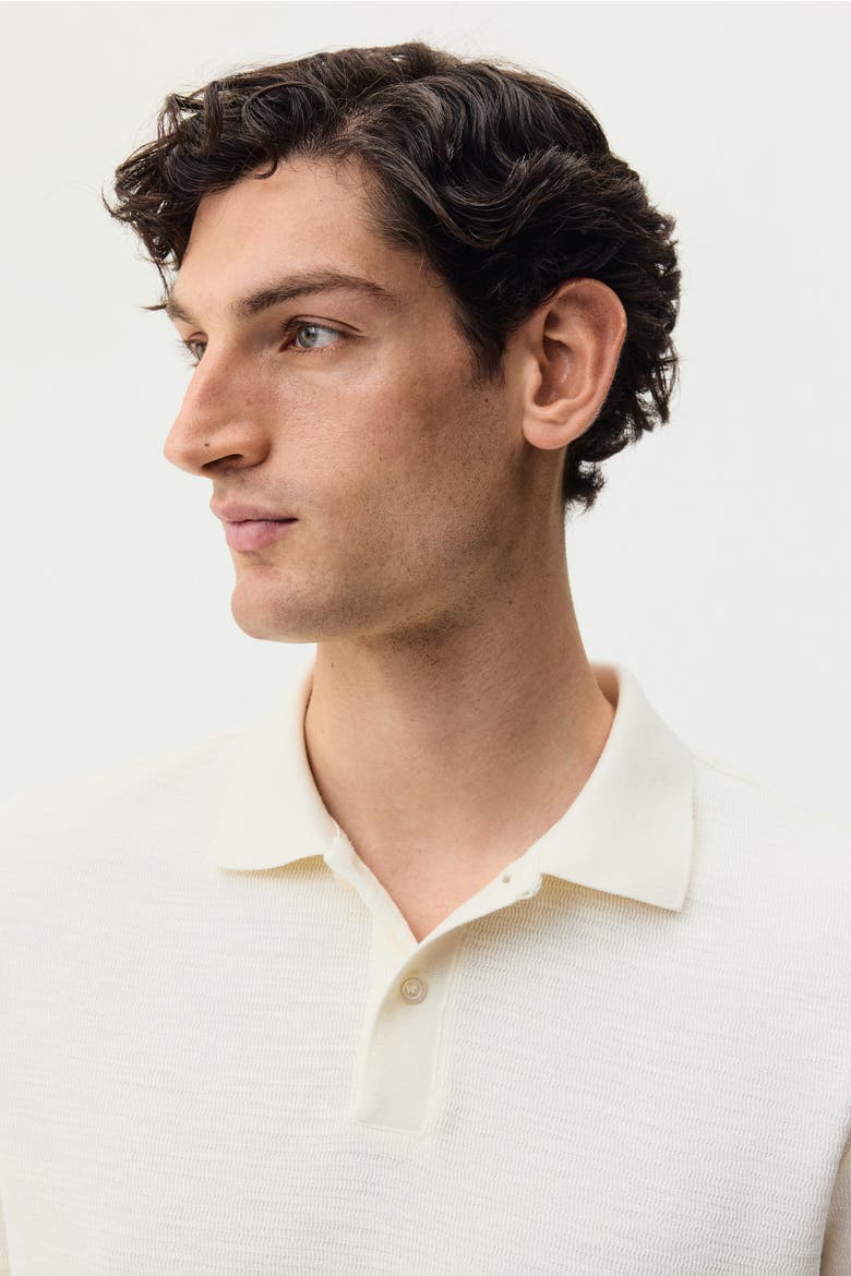 Slim Fit Jacquard-knit Polo Shirt, Alternate, color, Cream