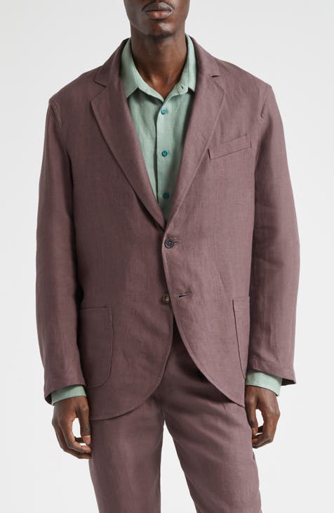 Natural store Linen Jacket with Black Print Accent Collar