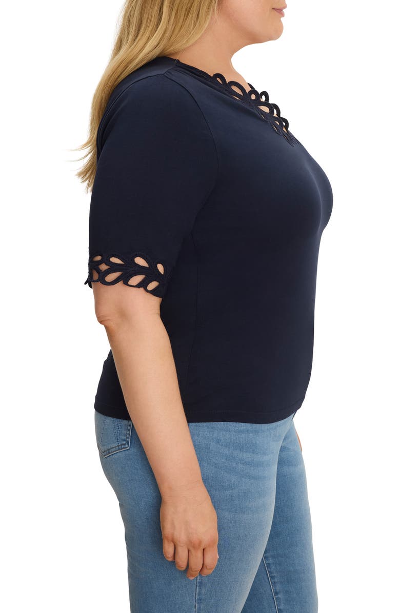 NIC+ZOE Rococo Edge Knit Shirt, Alternate, color, Dark Indigo