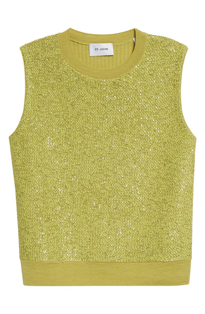 St. John Evening Mixed Media Sequin Knit Sleeveless Sweater, Alternate, color,
