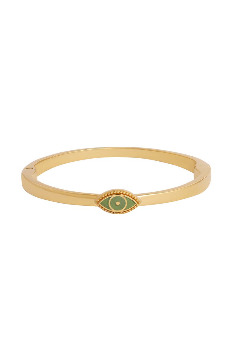 Karma and Luck Guardian Glow Jade Evil Eye Bangle, Main, color, Gold/Green